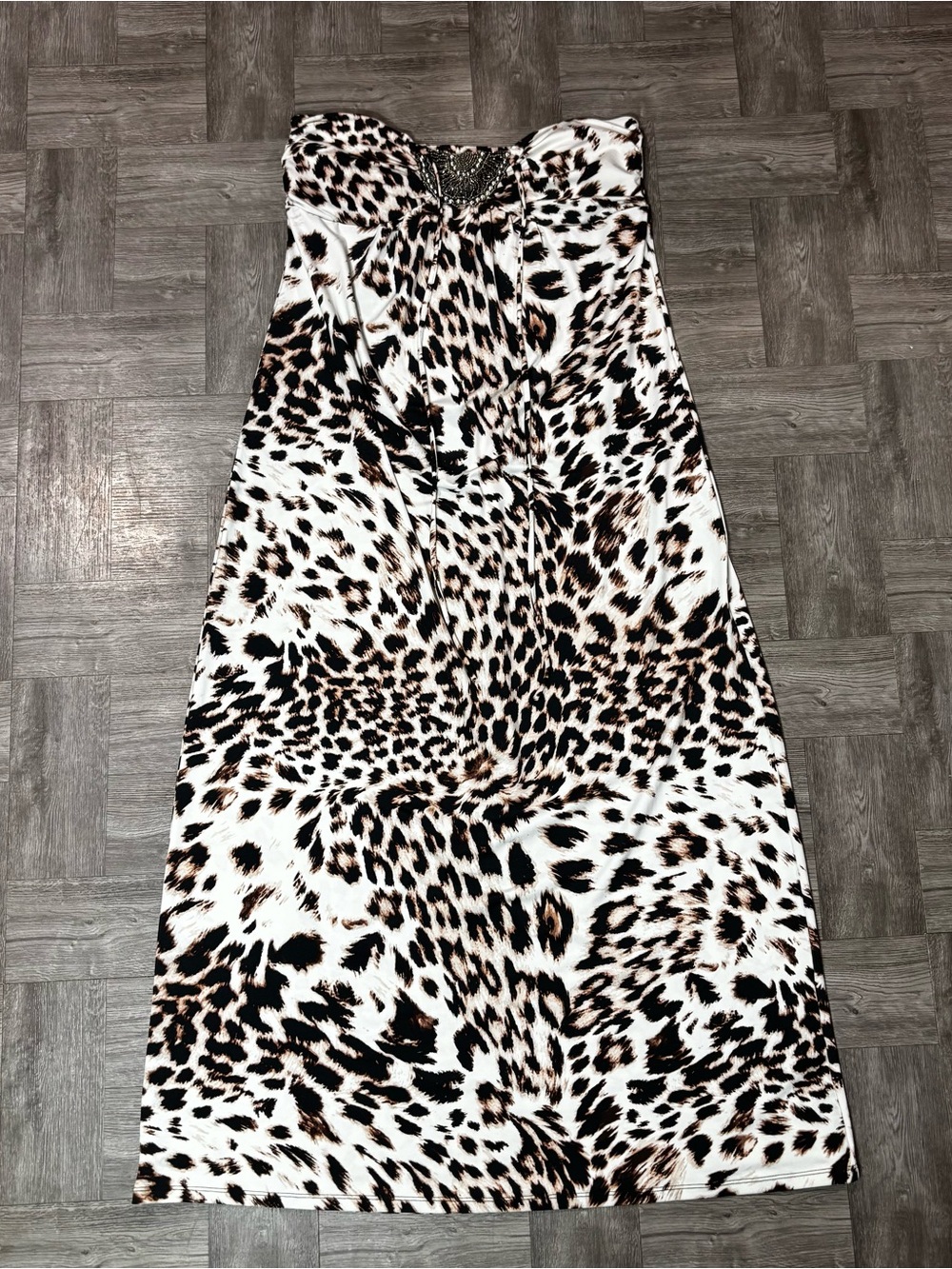 Heart Soul Strapless Leopard Print Maxi Dress Size Large